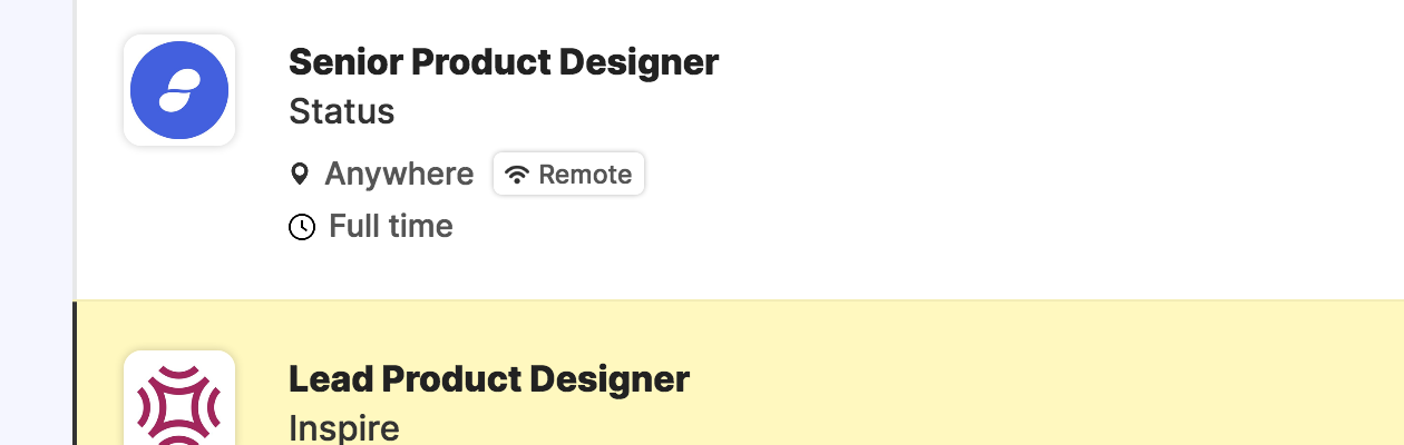 Job board interface